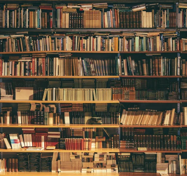 Libros y documentos en una biblioteca jurídica